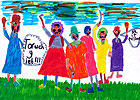 Llun o Twm Carnabwth a'r protestwyr