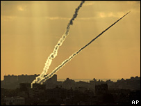 Foguetes do tipo Qassan disparados em maio de 2007 contra Israel
