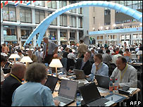 Press tables at the EU summit