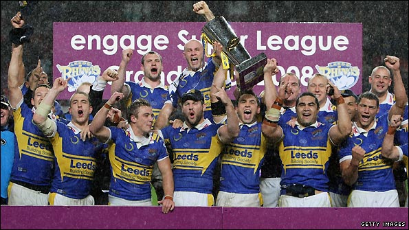 Leeds Rhinos celebrate winning the 2008 Grand Final