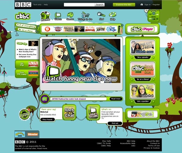 Old cbeebies home page