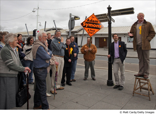 Former Liberal Democrat party leader Paddy Ashdown in Bideford
