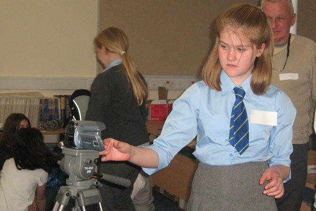 Learning how to use the video camera.