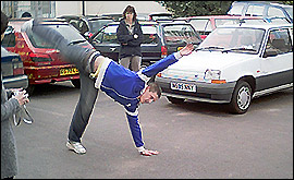Jake Ingram-Dodd shows his break dancing moves