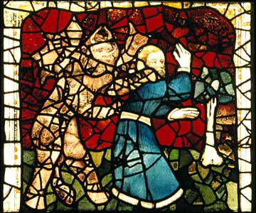 Panel from St William window before conservation