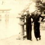 Gordon Lawrence (Laurie) and Eric outside the Temple of the Sun Gardnes. Feb 24th 1946.
