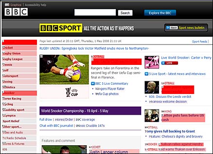 BBC heatmap of 1 May 2008, early evening