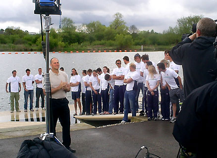Sir Steve Redgrave introduces the current GB squad to the BBC cameras