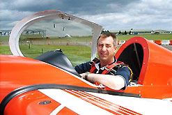 Paul Tomlinson in his cockpit