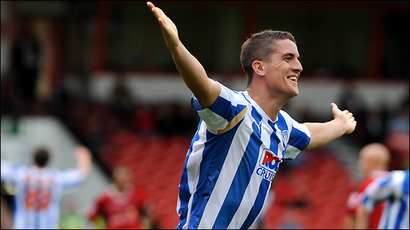 Andy Bond celebrates scoring against Walsall
