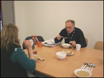 Eric and Jane enjoying their soup 