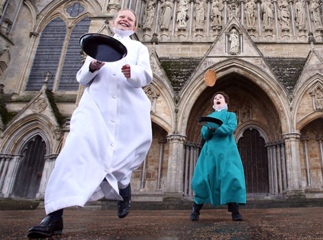 Pancakes being tossed