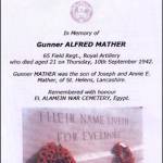 In Memory of Gunner Alfred Mather