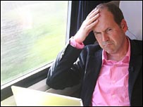 Rory Cellan-Jones on a train