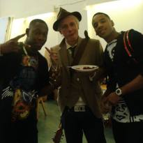 Dizzee Rascal, Mr Hudson & Reggie Yates on set at the 'Flex' video shoot.