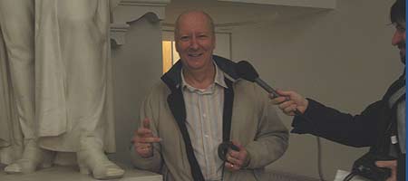 Chris interviewing Paul Smith at Faraday's feet