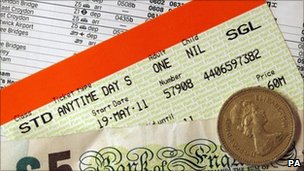 train ticket and money