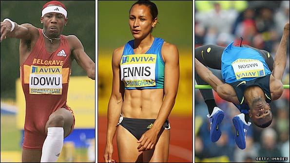 Phillips Idowu, Jess Ennis and Germaine Mason
