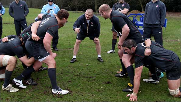 Scrum coach Graham Rowntree with England's front row