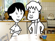 Helen and Tim in the kitchen