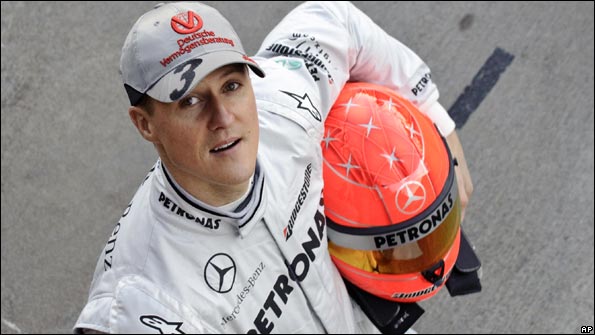 Schumacher poses for the cameras