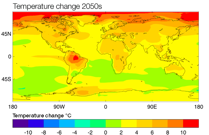 Global temperatures in 2050s