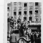 Our lorries in Lille Main Square, 3-4 pm on V.E. Day.