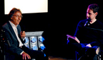Don Black takes questions from the audience as presenter Richard Allinson looks on