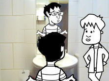 Khalid and Tim in the bathroom