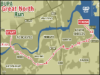 Great North Run route