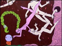 Snuggletuff & The Pink Tree People (detail) by Steve Rack