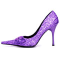 A purple high-heeled shoe