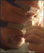 Peter wearing snoring mask