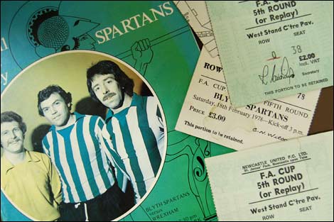 Blyth Spartans match programme and ticket stubs from 1977-8 FA Cup