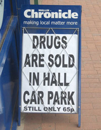 Drugs are sold in hall carpark - only 65p