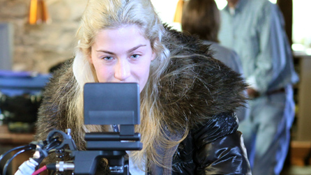 Woman operating a camera