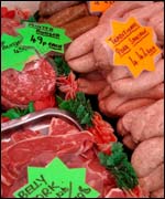 Meat on display at Nick's butchers