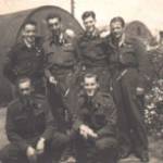 Air Gunner Tony Winser (kneeling, left) with his crew.