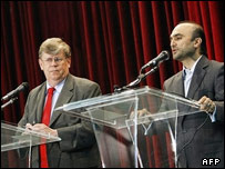 وعیدی و هاینونن پس از جلسه اوت 2007 در تهران