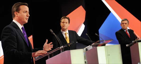 David Cameron, Nick Clegg and Gordon Brown