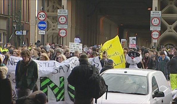 Student march in Newcastle