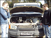 Milk float (Darren, with Miles on the right)