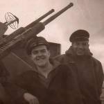Harry Wright, right, with a shipmate on HMS Kent in the Arctic