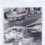 Dad being transfered to a hospital ship after being rescued from the Pacific after 'falling out of his Seafire'.