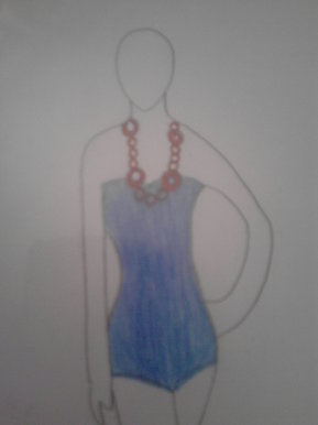 Blue and red swimming costume