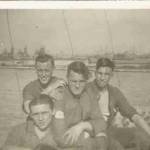 Me (right) and some friends on HMS Illustrious in the Med during World War Two.