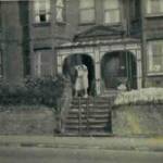 Mother and neighbour outside their house on St Martin's Road - which was later bombed