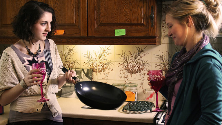 Big Font. Large Spacing stars Kimberley Wintle (Debbie) and Amy Morgan (Sarah).