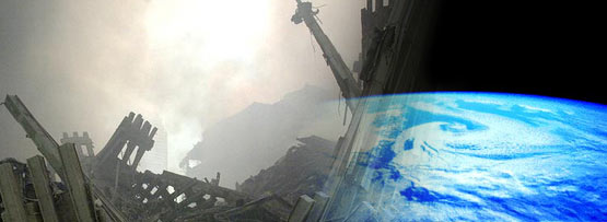 image of Sept 11 destruction and image of the Earth from space