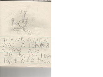 17 November 2007: Bettany's first book on Tutankhamun aged 5.